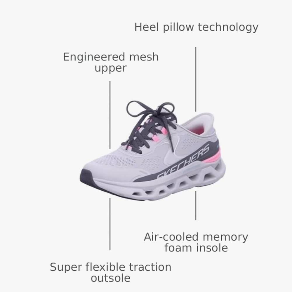 EUC! WOMENS SKETCHERS HANDS FREE SLIP-ONS GRAY AND PINK - Picture 8 of 10